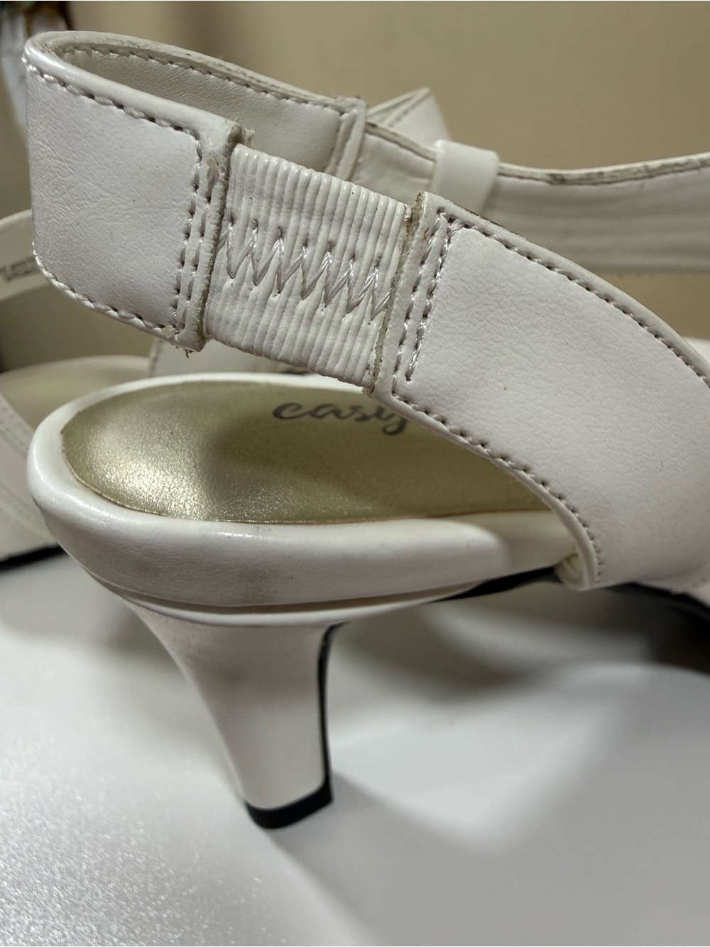 easy street White Open-Toe Strappy Slingback Heels NWOT - Picture 4 of 12